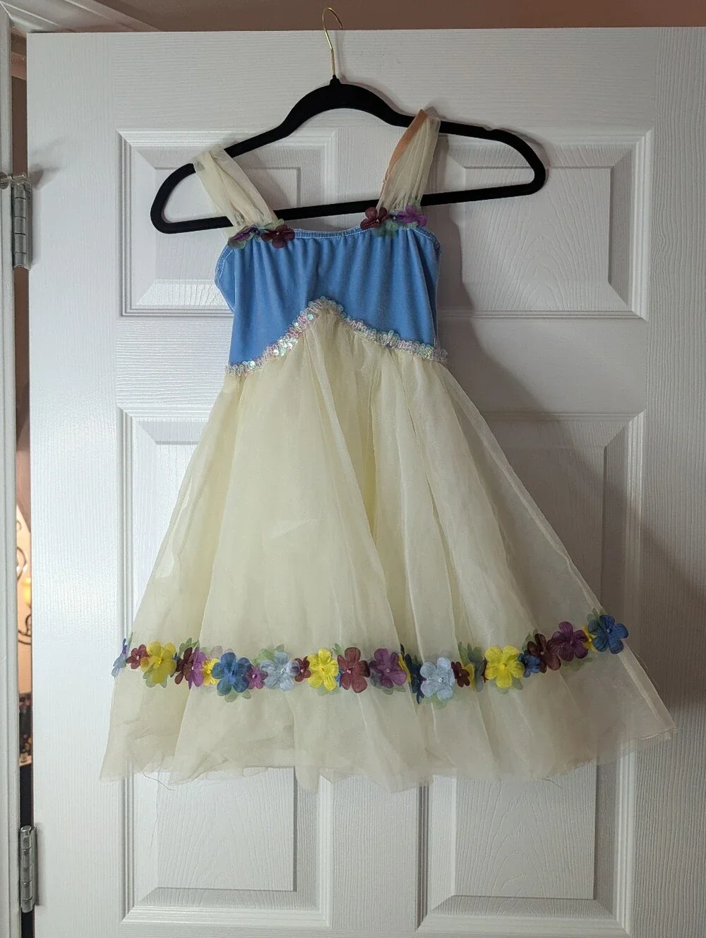 costume gallery girls medium fairy princess dress blue ivory floral tulle sequin